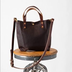 KMM & Co brown leather mini tote crossbody